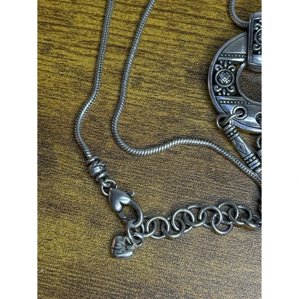 Brighton- Birmingham Silver Plate Necklace With Open Disk Pendant-Retired Signed